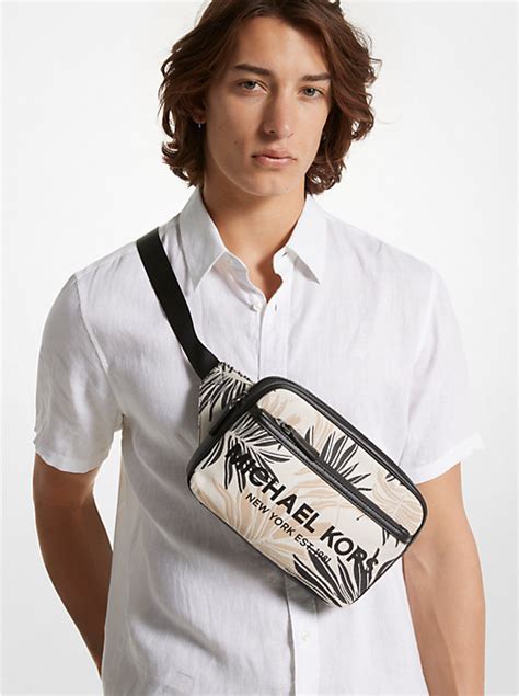 michael kors palm tree wallet|Cooper Slim Palm Jacquard Belt Bag .